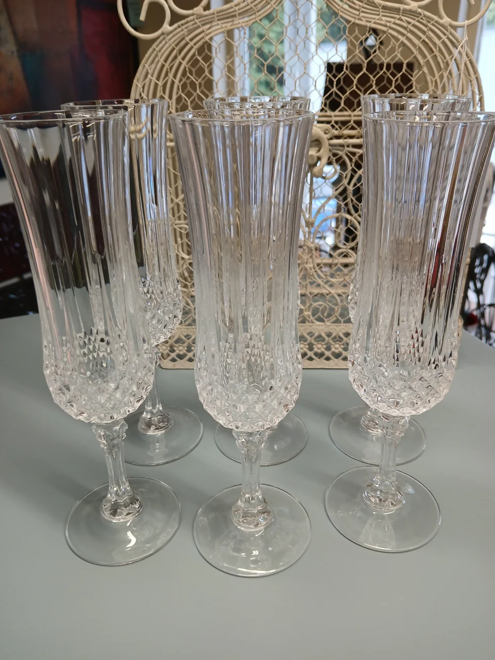 Vintage Crystal Fluted Champagne Flutes – Clear (Set of 6)